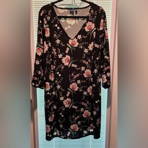 Kaari Blue and Floral Dress - Black, Pink, Green